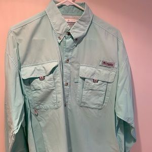 Used Columbia Teal PFG Omni-Shade Fishing Shirt